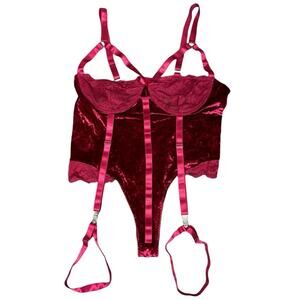 Red Velvet Lace 1 piece Lingerie Garter Set‎ Size 4X